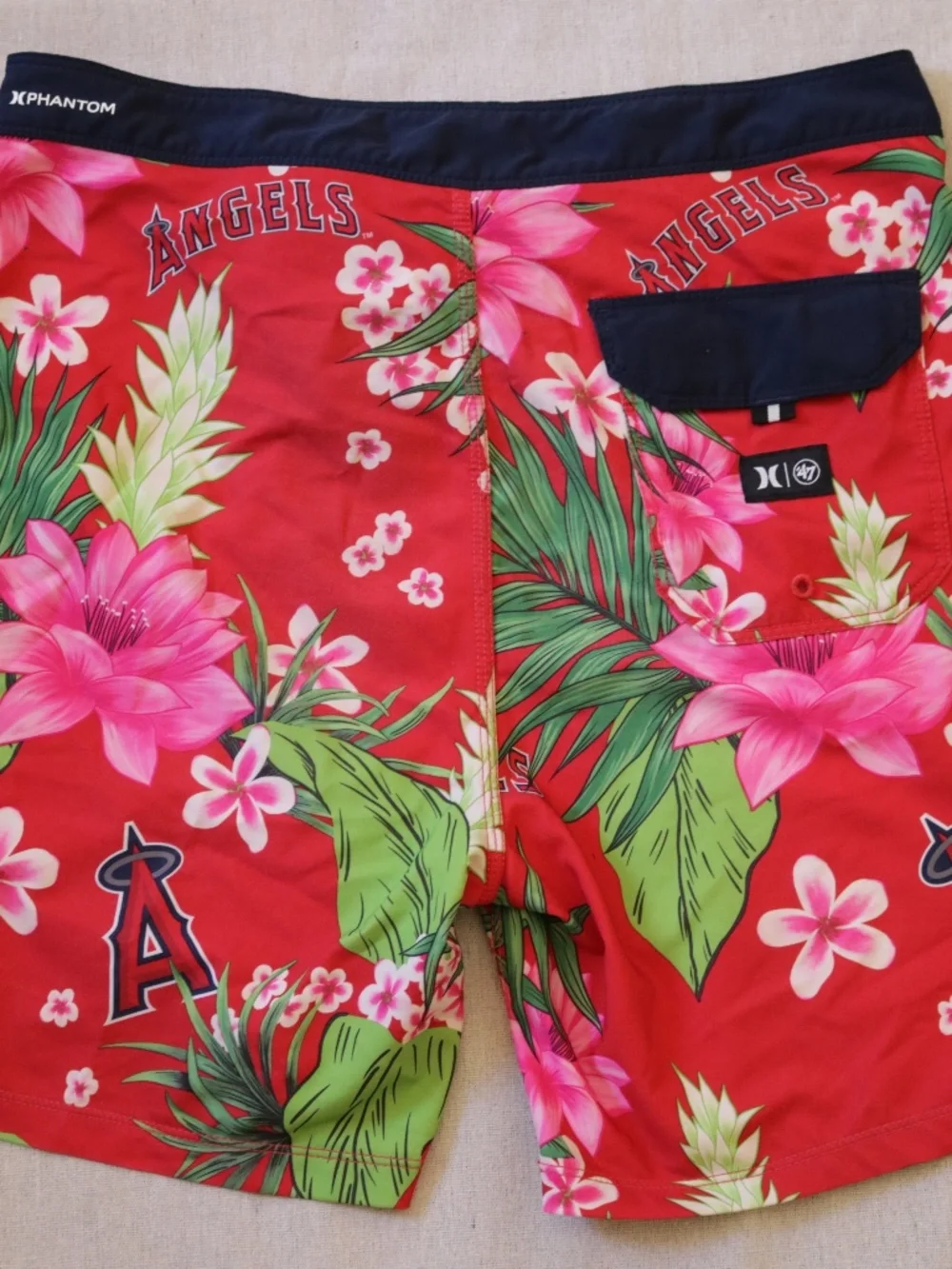 Hurley x '47 Los Angeles Angels MLB Phantom Floral Board Shorts Swim Trunks 30